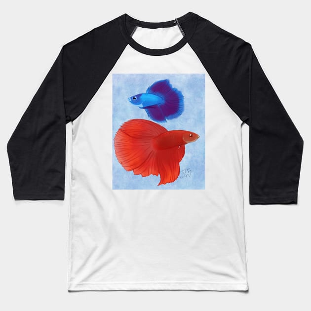 Betta Fish Baseball T-Shirt by MoniDW